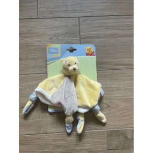 Doudou peluche Winnie l ourson Disney baby the pooh jaune beige bleu - Occasion