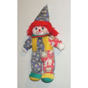 Peluche Clown Cp Vintage Doudou Clown Multicolore Motifs Tissus Chien Ours 43 Cm - Occasion