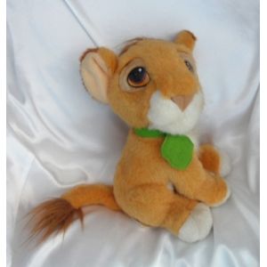 Doudou Peluche Simba Roi Lion Assis Col Feuille 1993 Disney Mattel - Occasion