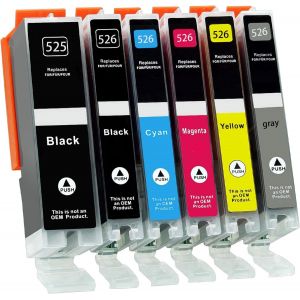 PGI 525 CLI 526 Cartouche Compatibles avec Canon PGI-525 CLI-526 pour Pixma iP-4800 iP-4850 iP-4900 iP-4950 iX-6550 MG-5140 MG-5150 MG-5250 MG-5350 MG-6150 MG-6250 MG-8150 MG-8250 MX-715 MX-880 - Occasion