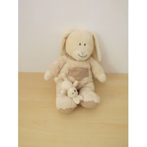 Peluche Doudou Lapin Beige Et Son Bébé Nicotoy - Occasion