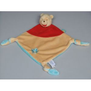 Doudou Winnie plat jaune rouge bleu fleur Disney - Occasion