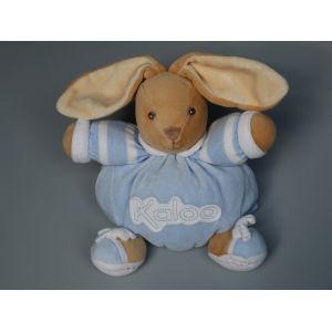 Doudou lapin boule kaloo bleu blanc beige - Occasion