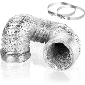 Tuyau d'&eacute;vacuation d'air - Diam&egrave;tre : 100 mm - 3 m - Flexible - En aluminium - Avec 2 colliers de serrage - En acier inoxydable - Pour climatisation, hotte et s&egrave;che-linge - Occasion