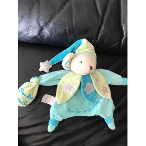 Doudou Et Compagnie Souris Verte Chouette Ça Brille Étoile , Poudre D Étoile Vert,Bleu Et Blanc Bonnet Etoile 25cm - Occasion