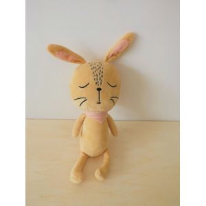 Doudou Peluche Lapin Beige Moutarde Atmosphera - Occasion