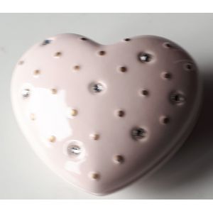 Porte bougie à réchaud coeur rose PartyLite - modèle exclusif en céramique fine avec cristaux Swarovski - accessoire de décoration intérieure présenté dans un coffret souvenir - Occasion