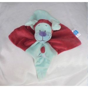 Doudou Peluche Plat Chien Bleu Et Rouge Ballon Collier Violet Attache T&eacute;tine Tex Baby - Occasion