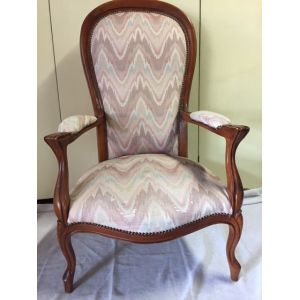 Large Fauteuil Voltaire "En Violon" Louis-Philippe En Noyer Art D&eacute;coratif Design - Occasion