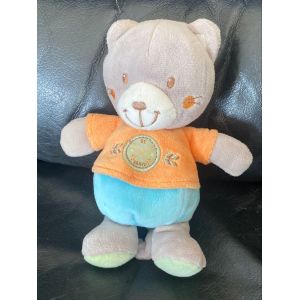 Tex doudou peluche chat be brave orange bleu gris billes 18cm - Occasion