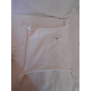 Doudou Plat Carre Blanc Velours Lange Vertbaudet Mouchoir Ourson Jouet Peluche Naissance Bebe Vert Baudet Sadas Ours Polaire Brode 4 Noeuds Clin D'oeil - Occasion