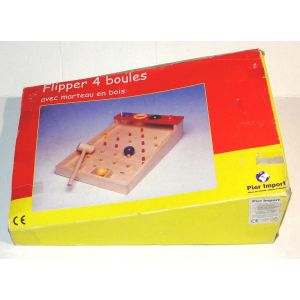 flipper en bois 4 boules &#43; marteau pier import jouet - Occasion