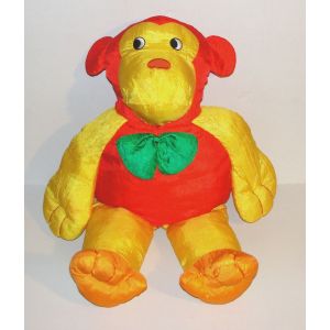 Peluche Singe En Toile Parachute Rouge Jaune Grand Model Vintage Doudou Singe 59 Cm Style Puffalump - Occasion