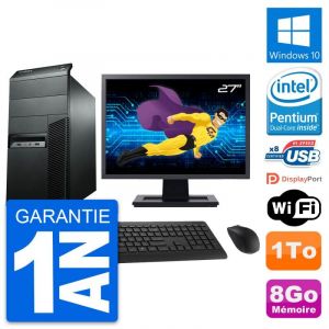 PC Tour Lenovo M92p Ecran 27" Pentium G2020 RAM 8Go Disque 1To Windows 10 Wifi - Occasion