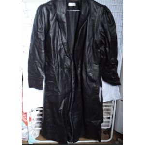 Manteau Long - Femme - " Cr&eacute;ation L' Elan - Paris " - En Cuir - Noir - Occasion