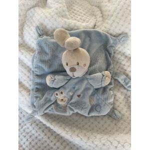 Doudou Peluche Bleu Nicotoy Lapin Attache T&eacute;tine - Occasion