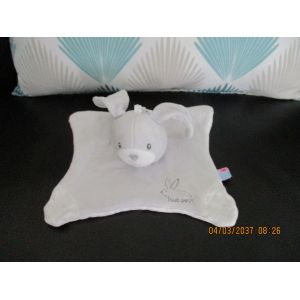 Doudou Plat Lapin Gris Et Blanc Imprim&eacute; Lapin Tout Petit Sucre D'orge - Occasion