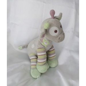 Doudou Peluche Girafe Vert Et Gris Fleur Arthur Et Lola B&eacute;bisol - Occasion
