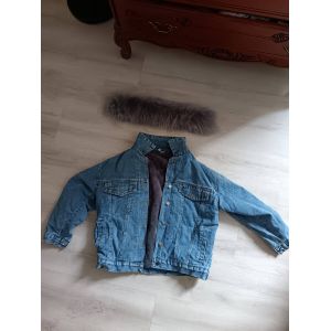 Veste En Jean Chaude Avec Col Fourrure - Occasion