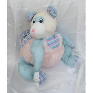 Peluche Ours Sac A Dos Toile De Parachute Puffalump Bleu Rose Carreaux Liwaco - Occasion