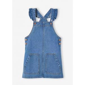 Robe Salopette En Jean Bretelles Volantées Fille - Stone (Vertbaudet) - Occasion