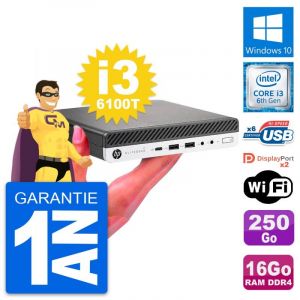 Ultra Mini PC HP 800 G3 DM Intel i3-6100T RAM 16Go Disque 250Go Windows 10 Wifi - Occasion