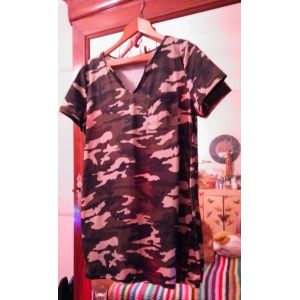 Robe Camouflage Kaki Motifs Crèmes/ Noirs Xl Neuve. - Occasion