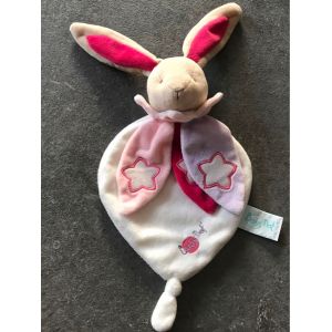 Doudou Lapin Plat Luminescent Rose Parme Etoile BABY NAT&iquest; - Occasion