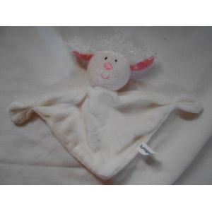 Luminou Mouton Doudou Plat Jemini Agneau Triangle Blanc Rose Bouclette 2 Noeuds - Occasion