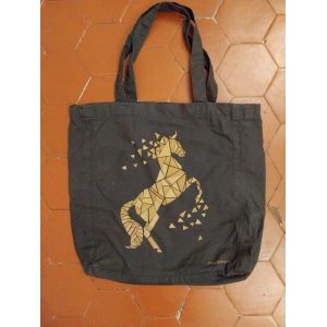 Tote Bag Coton Gris Fonc&eacute; Fouganza - Occasion