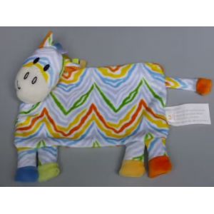 Doudou z&egrave;bre plat Brioche La Halle orange jaune bleu vert - Occasion