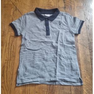 Polo Tape À L'?Il Garçon Bleu Marne Et Blanc À Rayure Taille 5ans - Occasion