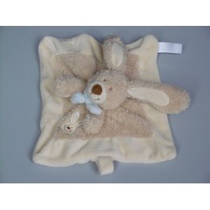 Doudou Lapin Plat Beige Écru Écharpe Bleue Nicotoy - Occasion
