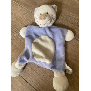 Doudou chat tigre Kiabi nicotoy baby bleu beige peluche - Occasion