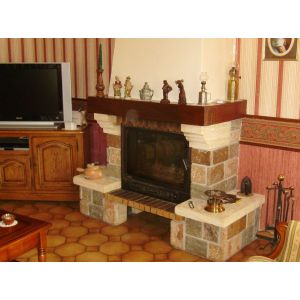 Supra Chemin&eacute;e en pierre marbr&eacute;e traditionnelle - Occasion