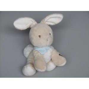 Doudou lapin Kaloo beige fourrure blanche bandana bleu - Occasion
