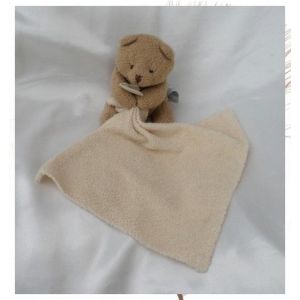 Doudou Ours Assis Marron Bouclettes Mouchoir Ecru Doudou et Compagnie - Occasion