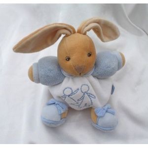 Doudou Peluche Blanc et Bleu Lapin Enfants Brodés Sur Le Devant Kaloo - Occasion