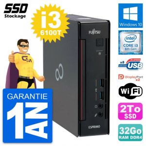 Mini PC Fujitsu Esprimo Q956 Intel i3-6100T RAM 32Go SSD 2To Windows 10 Wifi - Occasion