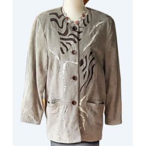 Veste Giorgio Mobiani Taille 42 Tons Taupe Et Marron Cuir Peau - Occasion