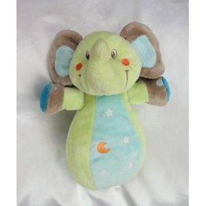 Doudou Peluche Eléphant Culbuto Vert Bleu Lune Etoiles Nicotoy - Occasion