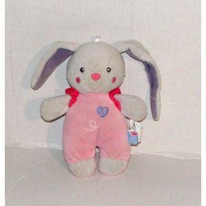 Doudou Lapin Gris Rose Cerf Volant Coeur Mauve Sucre D'orge - Occasion