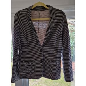 Veste Betty Barclay Rayée Noire Et Marron Très Clair - Occasion