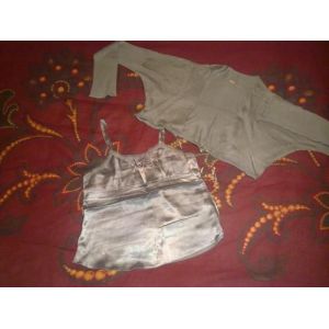 Ensemble Boléro Et Top Gris Satin - T38 - Occasion