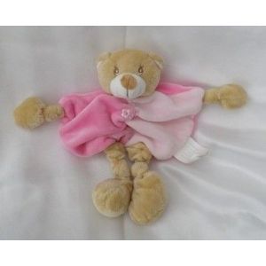 Doudou Peluche Plat Ours Beige Rose Fleurs La Halle Kimbaloo - Occasion