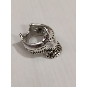 Bague Métal Argenté,Aigle En Vol,Taille 19.11 Mm - Occasion