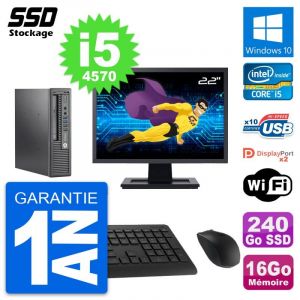 Mini PC HP 800 G1 USDT Ecran 22" Core i5-4570 RAM 16Go SSD 240Go Windows 10 Wifi - Occasion