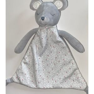 Doudou Souris Obaibi Blanc Gris Etoiles Lunes Petits Pois Fins Rouge Bordeau Peluche Jouet Naissance Bebe Comforter Mouse Ob - Occasion