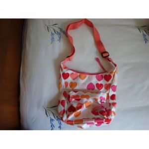Sac &agrave; bandouli&egrave;re Roxy motifs coeurs rose-rouge-orange - Occasion