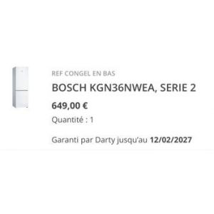 refregirateur BOSCH KGN36NWEA serie 2 - Occasion